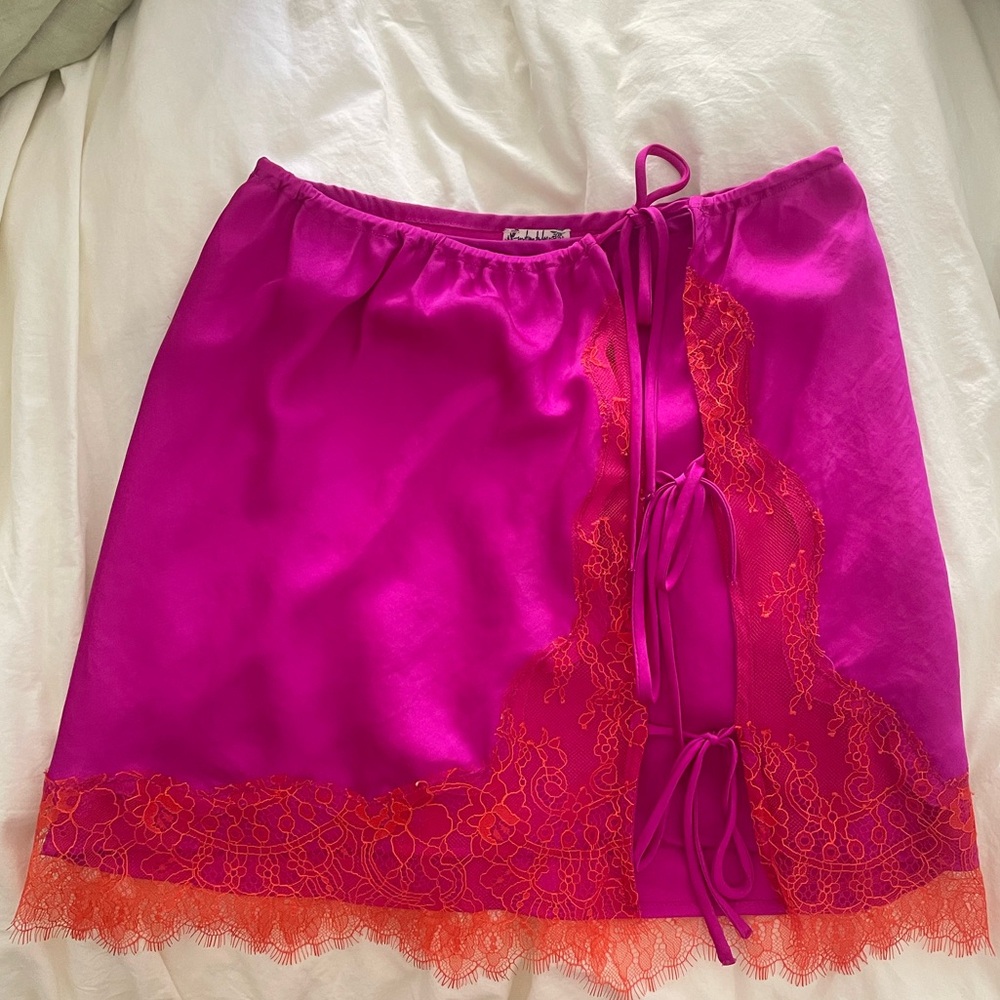 Pink lace slip skirt